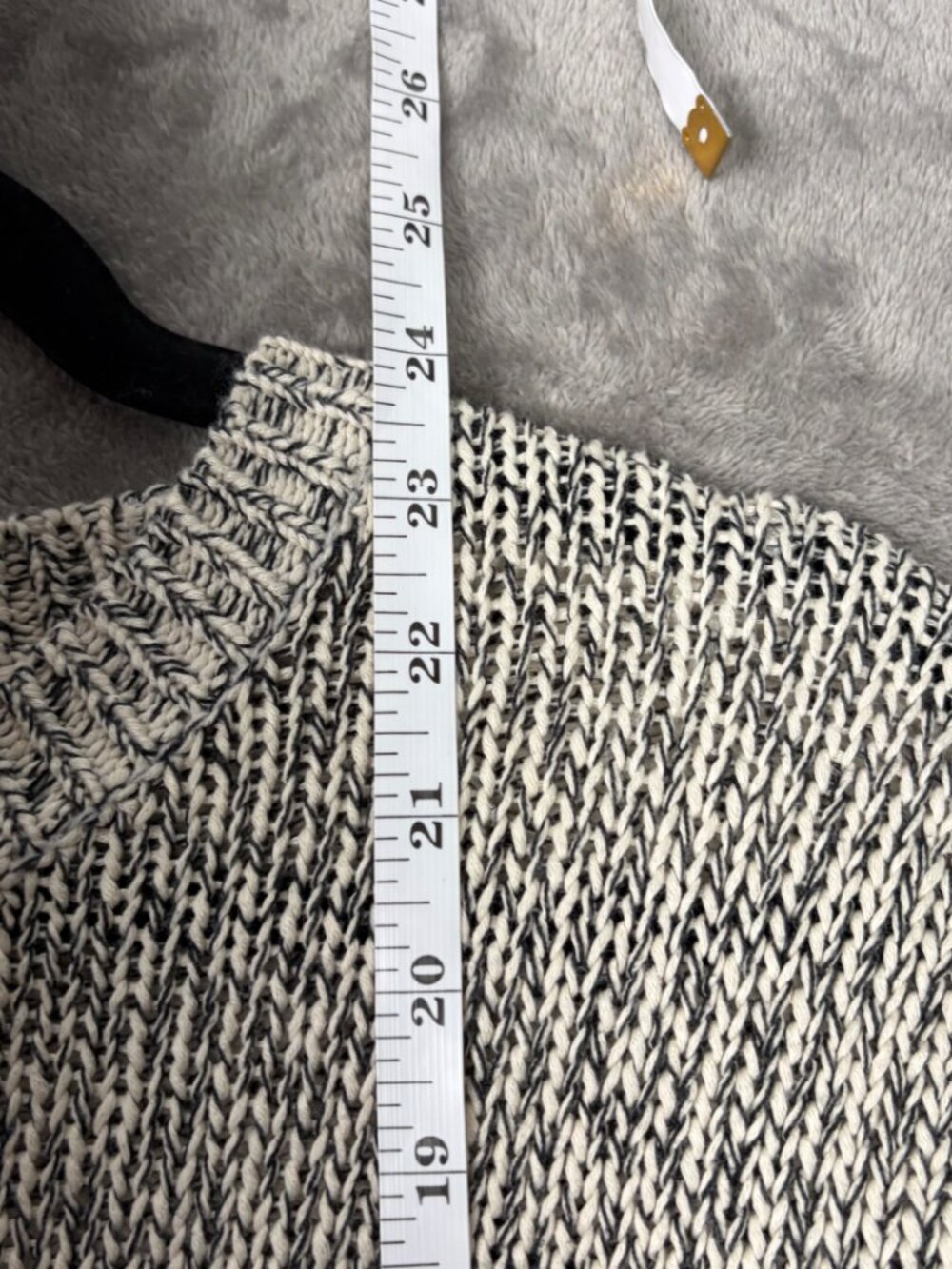 Anthropologie Harper Heritage Marled Knit Sweater Women’s L Beige Elbow Patches - Picture 8 of 11